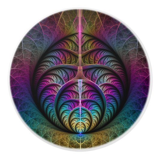 Trippy Patterned Kleurrijke Abstracte Fractal Art Keramische Knop (Voorkant)
