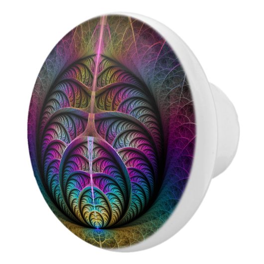 Trippy Patterned Kleurrijke Abstracte Fractal Art Keramische Knop (Rechts)