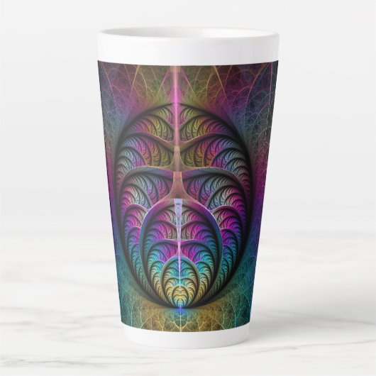 Trippy Patterned Kleurrijke Abstracte Fractal Art Latte Mok (Voorkant)