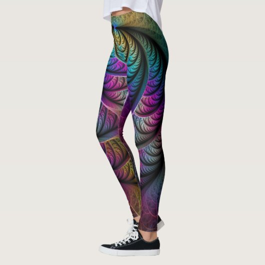 Trippy Patterned Kleurrijke Abstracte Fractal Art Leggings (Links)