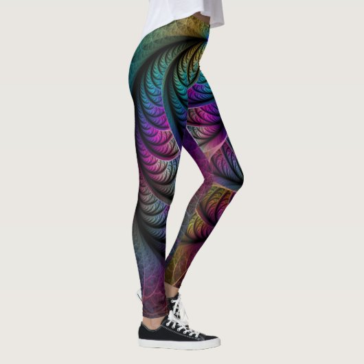 Trippy Patterned Kleurrijke Abstracte Fractal Art Leggings (Rechts)