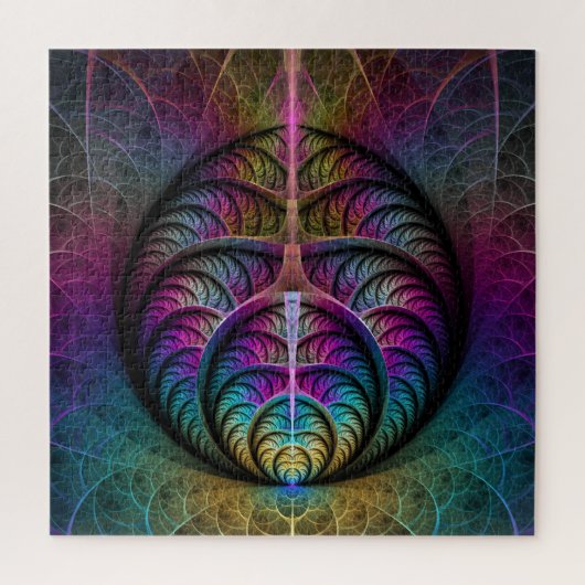 Trippy Patterned Kleurrijke Abstracte Fractal Art Legpuzzel (Verticaal)