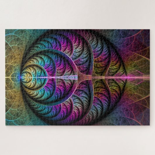 Trippy Patterned Kleurrijke Abstracte Fractal Art Legpuzzel (Horizontaal)