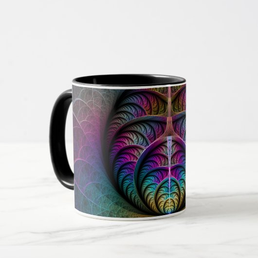 Trippy Patterned Kleurrijke Abstracte Fractal Art Mok (Voorkant links)