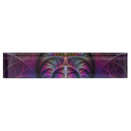 Trippy Patterned Kleurrijke Abstracte Fractal Art Naambordje