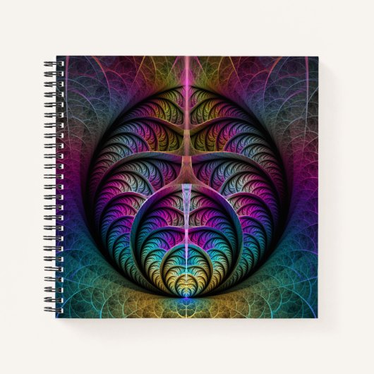 Trippy Patterned Kleurrijke Abstracte Fractal Art Notitieboek (Voorkant)