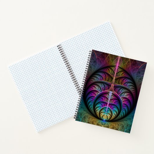 Trippy Patterned Kleurrijke Abstracte Fractal Art Notitieboek (Binnen)