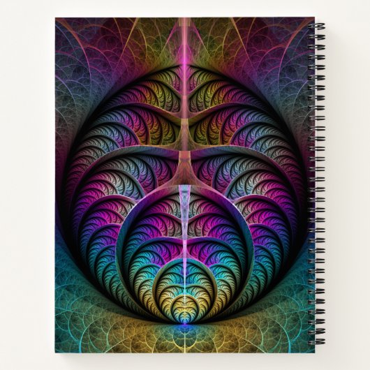 Trippy Patterned Kleurrijke Abstracte Fractal Art Notitieboek (Achterkant)