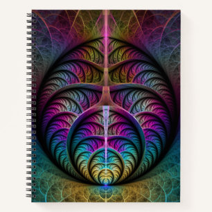 Trippy Patterned Kleurrijke Abstracte Fractal Art Notitieboek