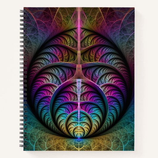 Trippy Patterned Kleurrijke Abstracte Fractal Art Notitieboek (Voorkant)