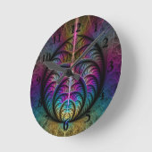 Trippy Patterned Kleurrijke Abstracte Fractal Art Ronde Klok (Hoek)