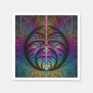 Trippy Patterned Kleurrijke Abstracte Fractal Art Servet