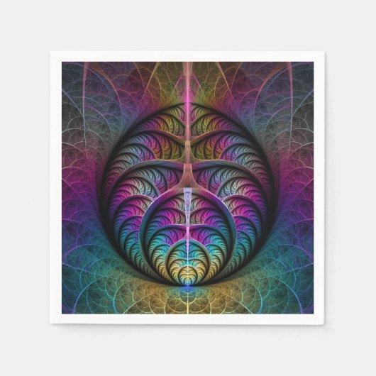 Trippy Patterned Kleurrijke Abstracte Fractal Art Servet (Voorkant)