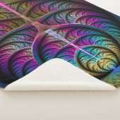 Trippy Patterned Kleurrijke Abstracte Fractal Art Sherpa Deken (3/4)
