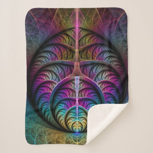 Trippy Patterned Kleurrijke Abstracte Fractal Art Sherpa Deken (Voorkant)