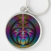 Trippy Patterned Kleurrijke Abstracte Fractal Art Sleutelhanger (Voorkant)