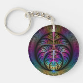 Trippy Patterned Kleurrijke Abstracte Fractal Art Sleutelhanger (Voorkant)