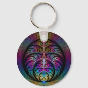 Trippy Patterned Kleurrijke Abstracte Fractal Art Sleutelhanger