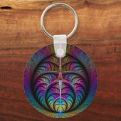 Trippy Patterned Kleurrijke Abstracte Fractal Art Sleutelhanger (Voorkant)