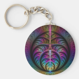 Trippy Patterned Kleurrijke Abstracte Fractal Art Sleutelhanger