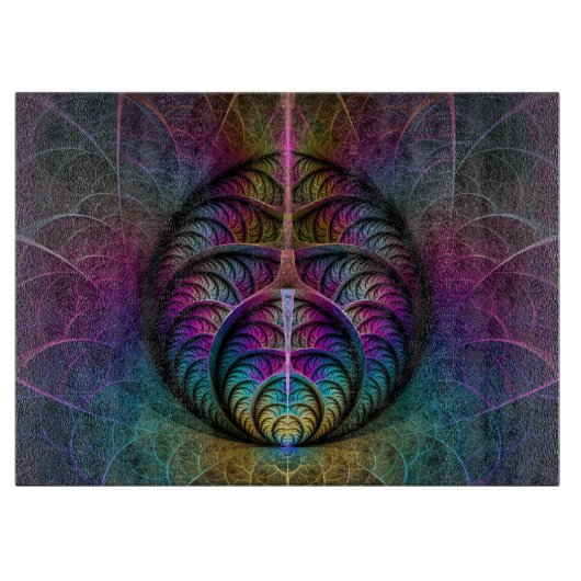 Trippy Patterned Kleurrijke Abstracte Fractal Art Snijplank (Voorkant)