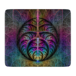Trippy Patterned Kleurrijke Abstracte Fractal Art Snijplank