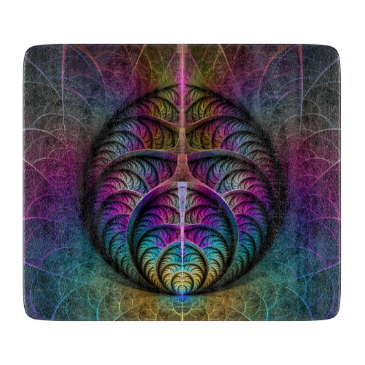 Trippy Patterned Kleurrijke Abstracte Fractal Art Snijplank (Voorkant)