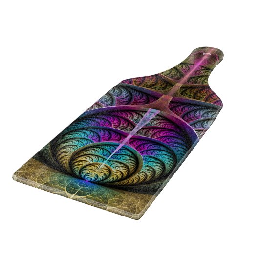 Trippy Patterned Kleurrijke Abstracte Fractal Art Snijplank (Hoek)