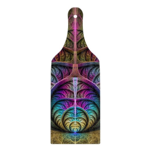 Trippy Patterned Kleurrijke Abstracte Fractal Art Snijplank (Voorkant)
