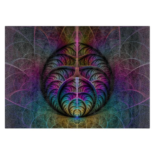 Trippy Patterned Kleurrijke Abstracte Fractal Art Snijplank (Voorkant)