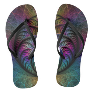 Trippy Patterned Kleurrijke Abstracte Fractal Art Teenslippers