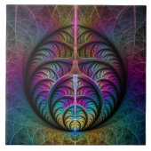 Trippy Patterned Kleurrijke Abstracte Fractal Art Tegeltje (Voorkant)
