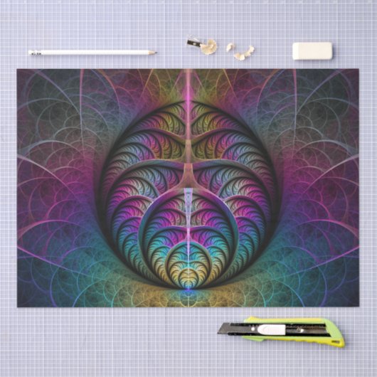 Trippy Patterned Kleurrijke Abstracte Fractal Art Tissuepapier (Craft)