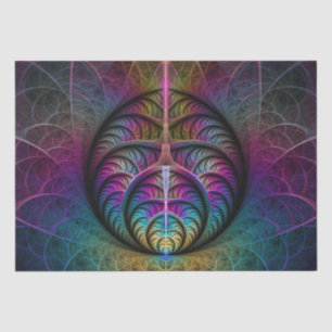 Trippy Patterned Kleurrijke Abstracte Fractal Art Tissuepapier