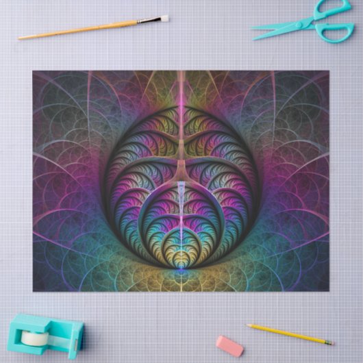 Trippy Patterned Kleurrijke Abstracte Fractal Art Tissuepapier (Craft)