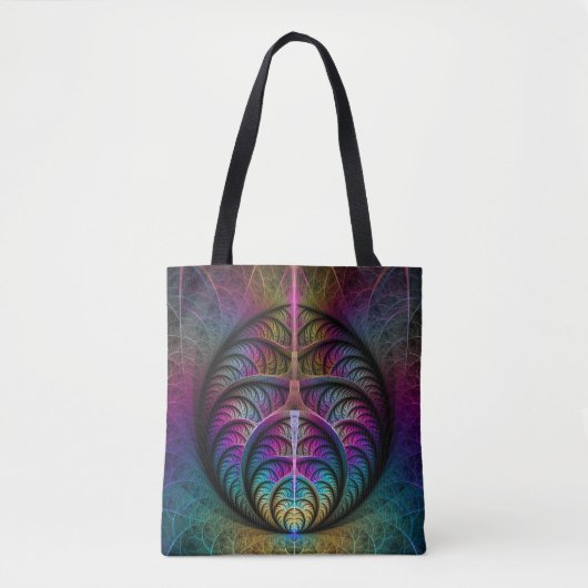 Trippy Patterned Kleurrijke Abstracte Fractal Art Tote Bag (Voorkant)