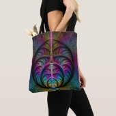 Trippy Patterned Kleurrijke Abstracte Fractal Art Tote Bag (Dichtbij)