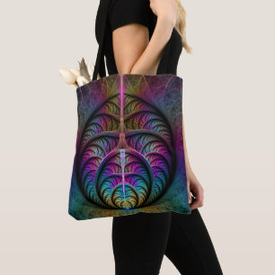 Trippy Patterned Kleurrijke Abstracte Fractal Art Tote Bag