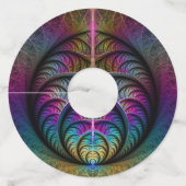 Trippy Patterned Kleurrijke Abstracte Fractal Art Wijnglaslabel (Voorkant)