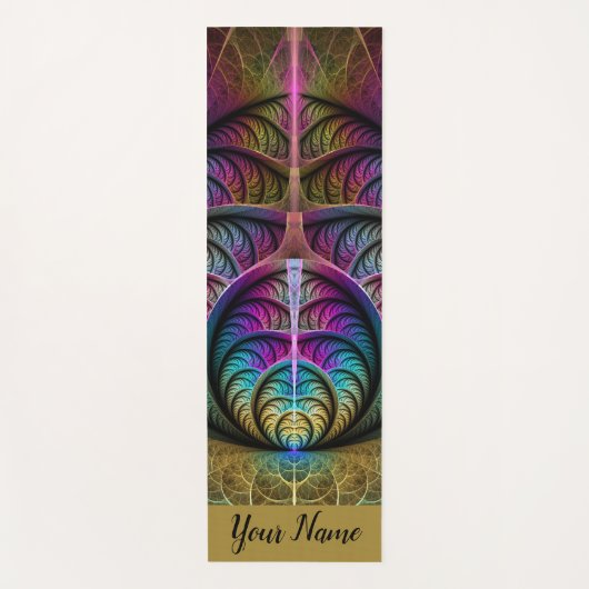 Trippy Patterned Kleurrijke Abstracte Fractal Naam Yogamat (Voorkant)