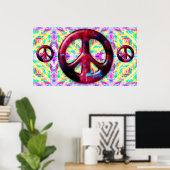 Trippy Peace Sign Fractal Poster Print (Thuiskantoor)