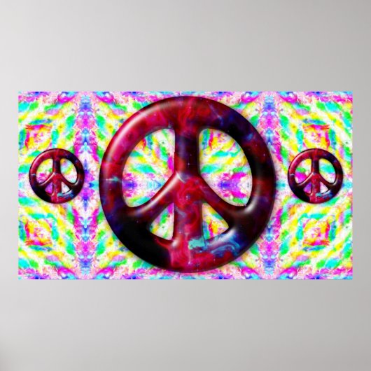 Trippy Peace Sign Fractal Poster Print (Voorkant)