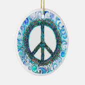 Trippy Peace Sign Kerstmis Keramisch Ornament (Rechts)