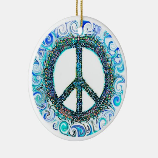 Trippy Peace Sign Kerstmis Keramisch Ornament (Rechts)