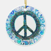 Trippy Peace Sign Kerstmis Keramisch Ornament (Voorkant)