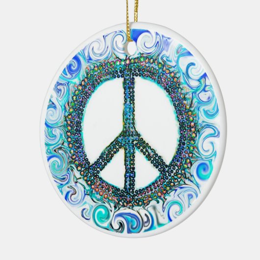 Trippy Peace Sign Kerstmis Keramisch Ornament (Links)