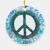 Trippy Peace Sign Kerstmis Keramisch Ornament (Achterkant)