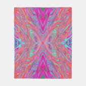 Trippy Pink, Aqua en Magenta Abstracte Butterfly Fleece Deken (Voorkant)