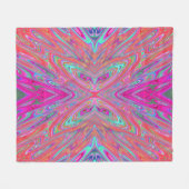 Trippy Pink, Aqua en Magenta Abstracte Butterfly Fleece Deken (Voorkant (Horizontaal))