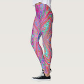 Trippy Pink, Aqua en Magenta Abstracte Butterfly Leggings (Links)